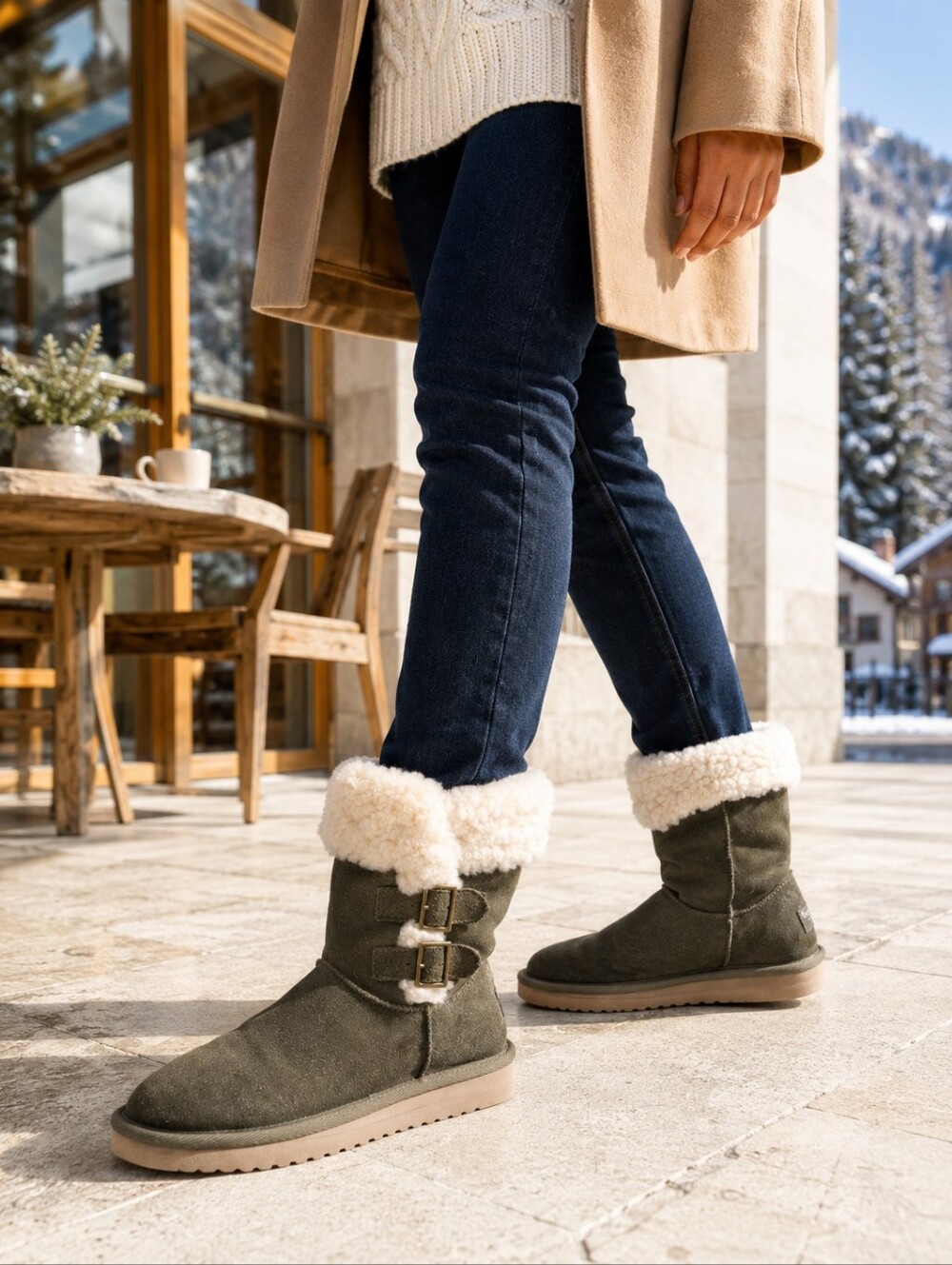 Koolaburra by UGG Sulana Short Olive Suede Shearling Boots Women's 6